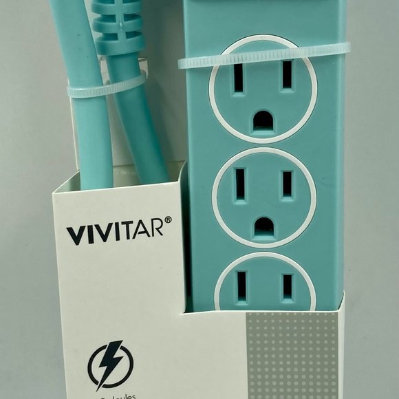 Vivitar 6 Outlet Safety Surge Protector Plug AC Wall Power Strip (SKY BLUE) - Picture 2 of 3